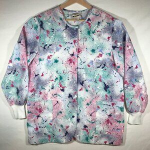Sunshine Alley Adult Large Multicolor Long Sleeve Snap Button Scrub Jacket